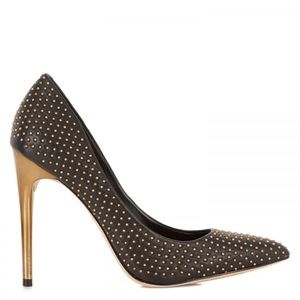 BCBGMaxAzria Black Leather Studded Pumps